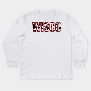 Cow Print Wisconsin Kids Long Sleeve T-Shirt